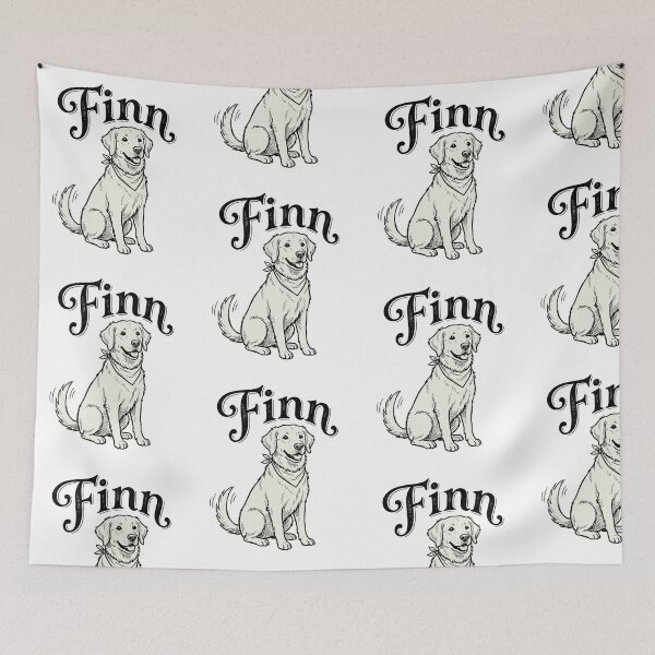 Item preview, Finn Golden Retriever Dog Sketch with Bandana for Proud Finn Pet Parents designed and sold by raedattia.