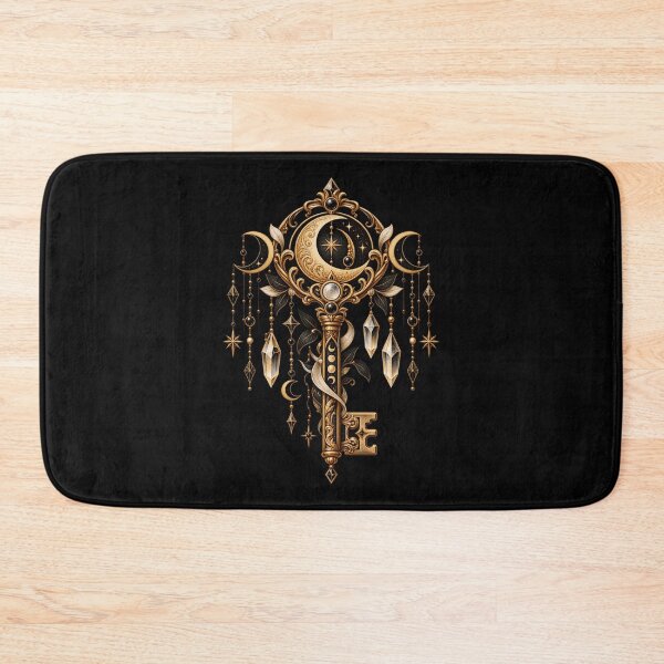 Item preview, Boho Celestial Sacred Gold Key Moon Art designed and sold by BohoMysticArt.
