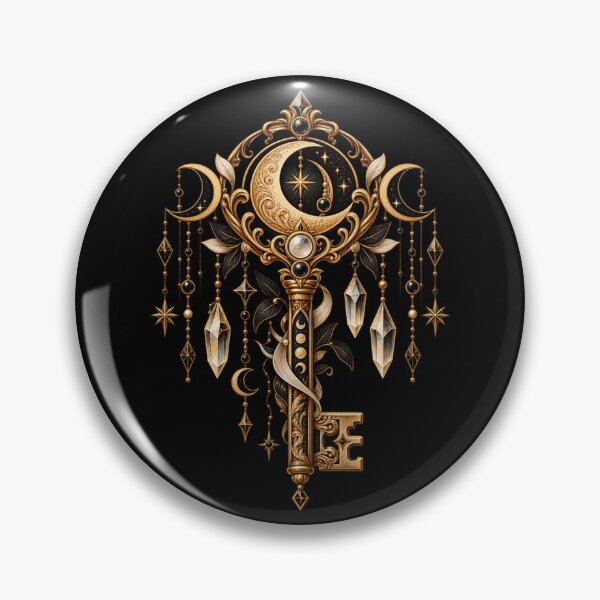 Item preview, Boho Celestial Sacred Gold Key Moon Art designed and sold by BohoMysticArt.