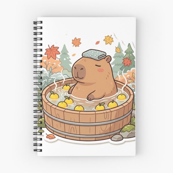 Item preview, Cozy Capybara Hot Springs Japanese Yuzu Bath Cute Fall Sticker designed and sold by RetroVibe Supply.