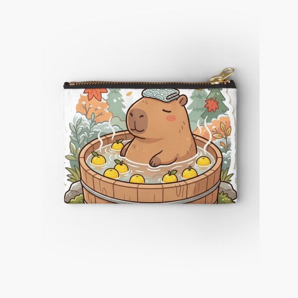 Item preview, Cozy Capybara Hot Springs Japanese Yuzu Bath Cute Fall Sticker designed and sold by RetroVibe Supply.