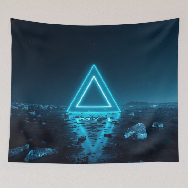 Item preview, Glowing Cyan Triangle Portal on Frozen Ice Lake designed and sold by monkeybusiness.pt.