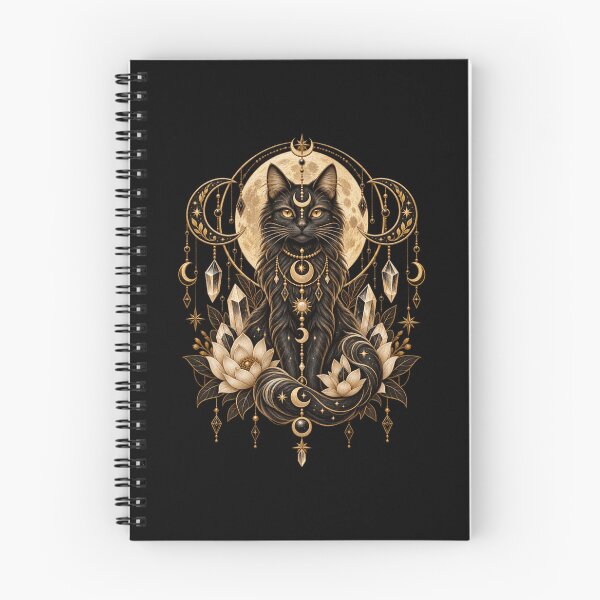 Item preview, Boho Celestial Sacred Gold Black Cat Art designed and sold by BohoMysticArt.