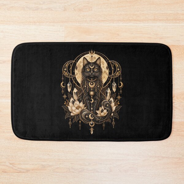 Item preview, Boho Celestial Sacred Gold Black Cat Art designed and sold by BohoMysticArt.