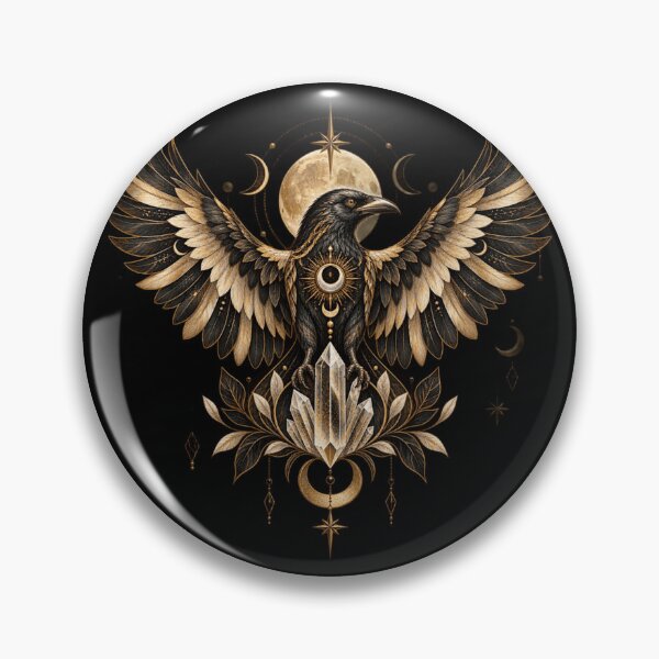 Item preview, Boho Celestial Sacred Gold Raven Crow Art designed and sold by BohoMysticArt.