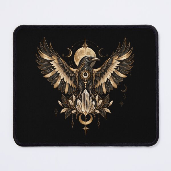 Item preview, Boho Celestial Sacred Gold Raven Crow Art designed and sold by BohoMysticArt.