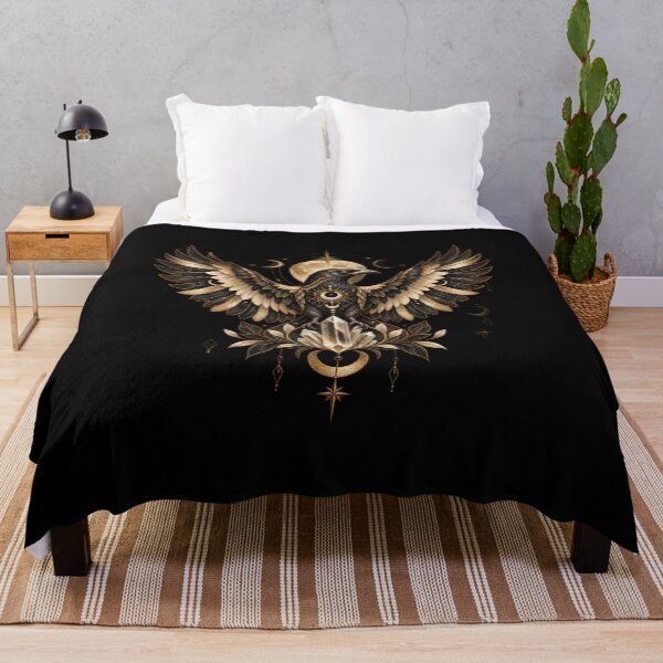Item preview, Boho Celestial Sacred Gold Raven Crow Art designed and sold by BohoMysticArt.