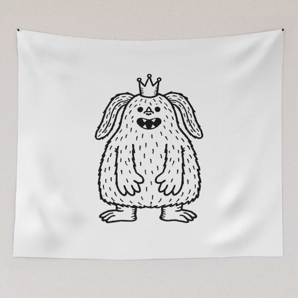 Item preview, Creepy Crowned Bunny Monster Black and White Sticker designed and sold by Frenky Stickers.