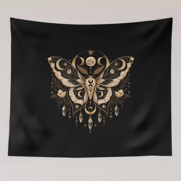Item preview, Boho Celestial Sacred Gold Moth Butterfly Art designed and sold by BohoMysticArt.