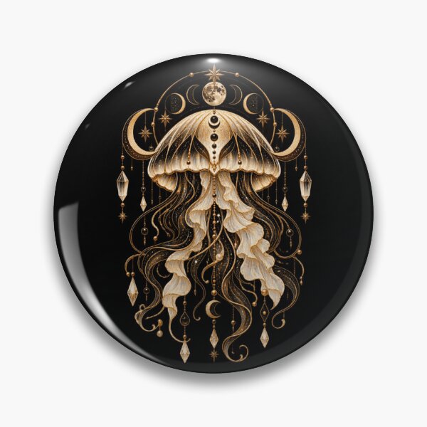 Item preview, Boho Celestial Sacred Gold Jellyfish Art designed and sold by BohoMysticArt.