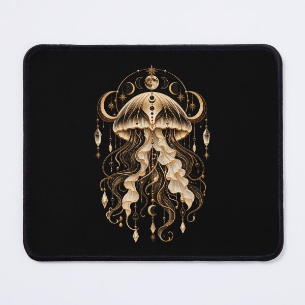 Item preview, Boho Celestial Sacred Gold Jellyfish Art designed and sold by BohoMysticArt.