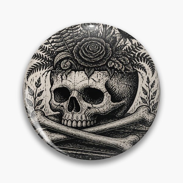 Item preview, Gothic Botanical Skull – Flowers, Bones & Grimoire designed and sold by Art-Arcade6.