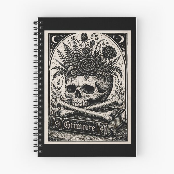 Item preview, Gothic Botanical Skull – Flowers, Bones & Grimoire designed and sold by Art-Arcade6.