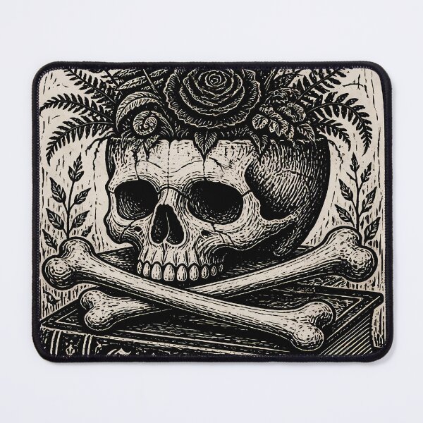 Item preview, Gothic Botanical Skull – Flowers, Bones & Grimoire designed and sold by Art-Arcade6.