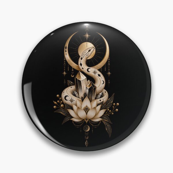 Item preview, Boho Celestial Sacred Gold Snake Crystal Lotus Art designed and sold by BohoMysticArt.