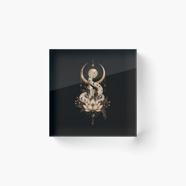 Item preview, Boho Celestial Sacred Gold Snake Crystal Lotus Art designed and sold by BohoMysticArt.
