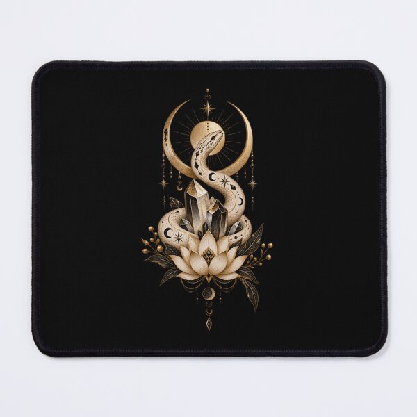 Item preview, Boho Celestial Sacred Gold Snake Crystal Lotus Art designed and sold by BohoMysticArt.
