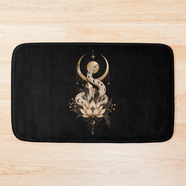 Item preview, Boho Celestial Sacred Gold Snake Crystal Lotus Art designed and sold by BohoMysticArt.