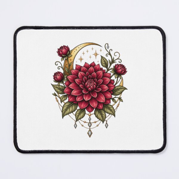 Item preview, Celestial Dahlia Crescent Moon Gothic Botanical designed and sold by MrDev.