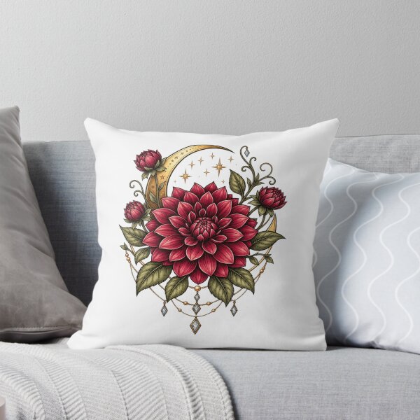 Item preview, Celestial Dahlia Crescent Moon Gothic Botanical designed and sold by MrDev.