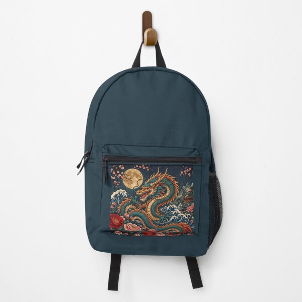 Item preview, Chinese Dragon with Ocean Waves and Peonies – Ukiyo-e Art designed and sold by ManJiangHong.