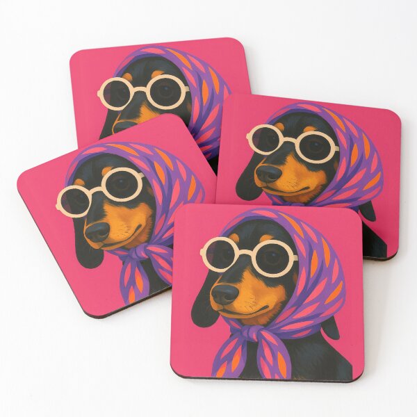 Item preview, Dachshund with bandana and glasses designed and sold by NF Designs Studio DTF.