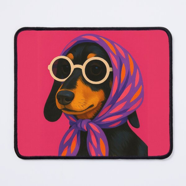 Item preview, Dachshund with bandana and glasses designed and sold by NF Designs Studio DTF.