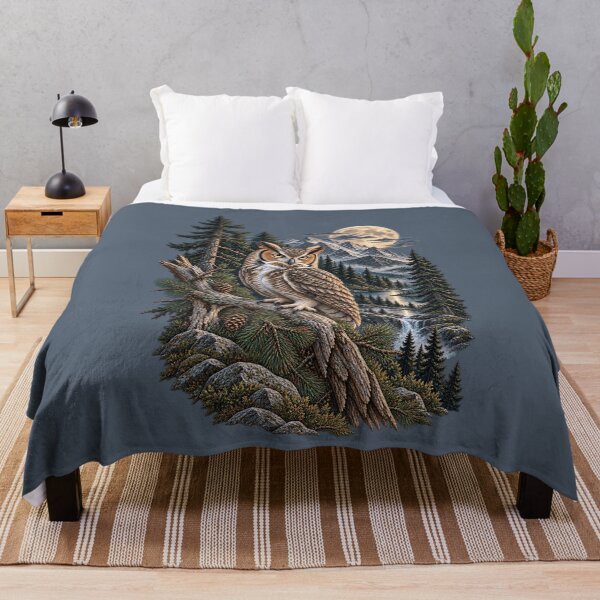 Item preview, Great Horned Owl Moonlit Mountain Wilderness designed and sold by BROHLine Studio.