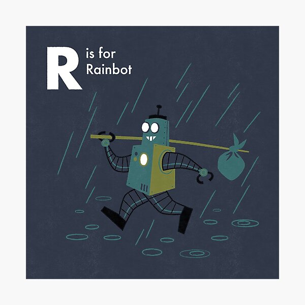 R is for Rainbot Photographic Print