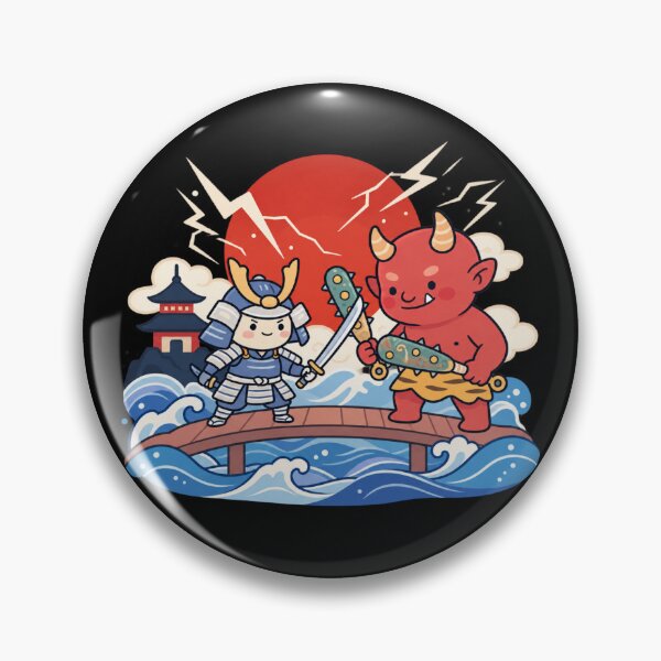 Item preview, Kawaii Samurai vs Oni | Japanese Wave Demon Art designed and sold by MrDev.