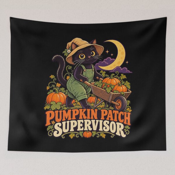 Item preview, Pumpkin Patch Supervisor Black Cat designed and sold by Good Mood Foundry.