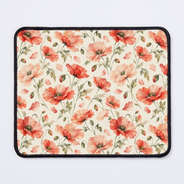 Item preview, Watercolor Poppy Drift - Coral Peach Ivory designed and sold by Side Quest Co..