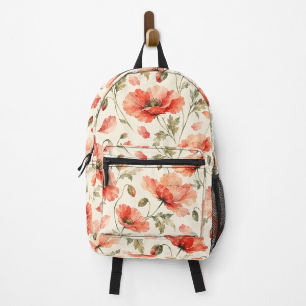 Item preview, Watercolor Poppy Drift - Coral Peach Ivory designed and sold by Side Quest Co..
