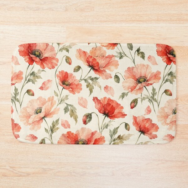 Item preview, Watercolor Poppy Drift - Coral Peach Ivory designed and sold by Side Quest Co..