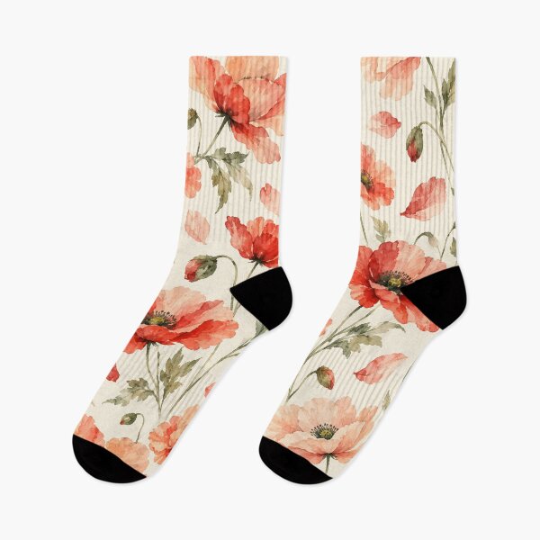 Item preview, Watercolor Poppy Drift - Coral Peach Ivory designed and sold by Side Quest Co..