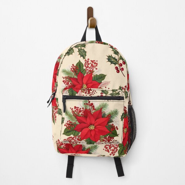 Item preview, Vintage Poinsettia Holly Christmas Pattern with Red Berries and Evergreen designed and sold by ArtDesignRemix.