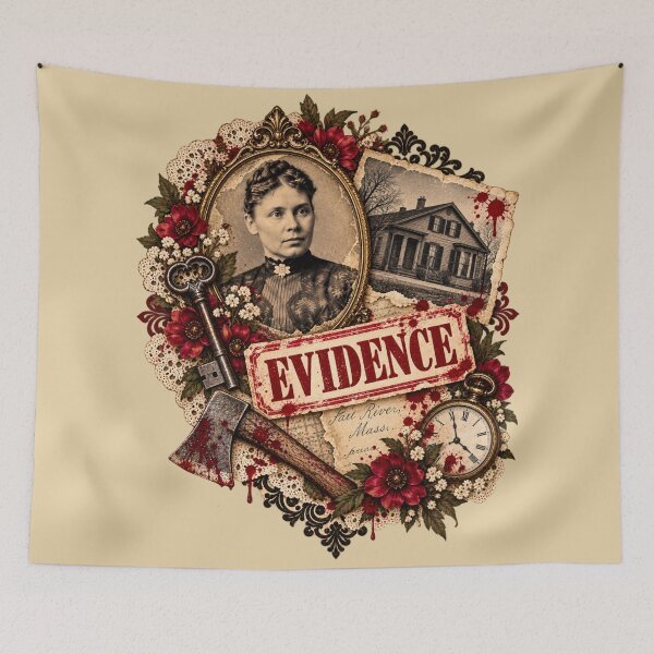 Item preview, Lizzie Borden Victorian Evidence Collage designed and sold by Sandy's Cheeky Studio.