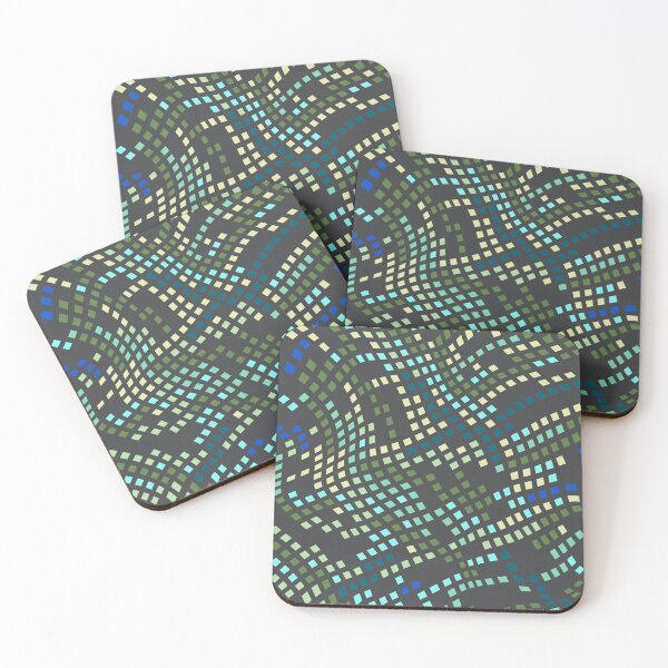Item preview, Wavy Pixel Grid Abstract Geometric Pattern – Aqua Green & Blue designed and sold by GDArt Studio.
