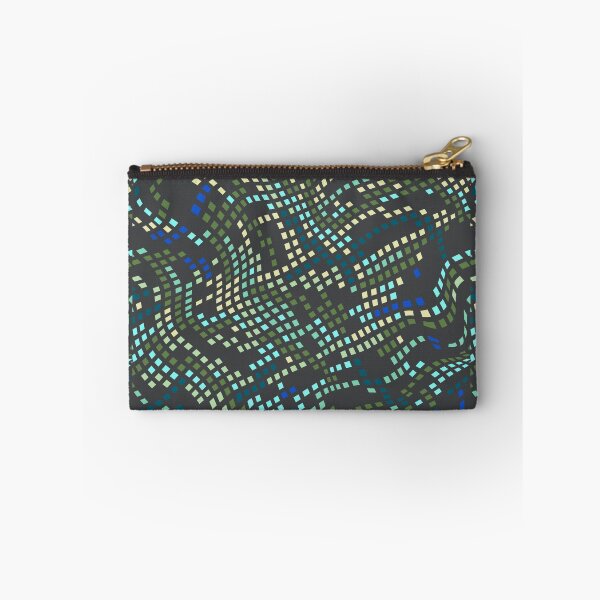 Item preview, Wavy Pixel Grid Abstract Geometric Pattern – Aqua Green & Blue designed and sold by GDArt Studio.