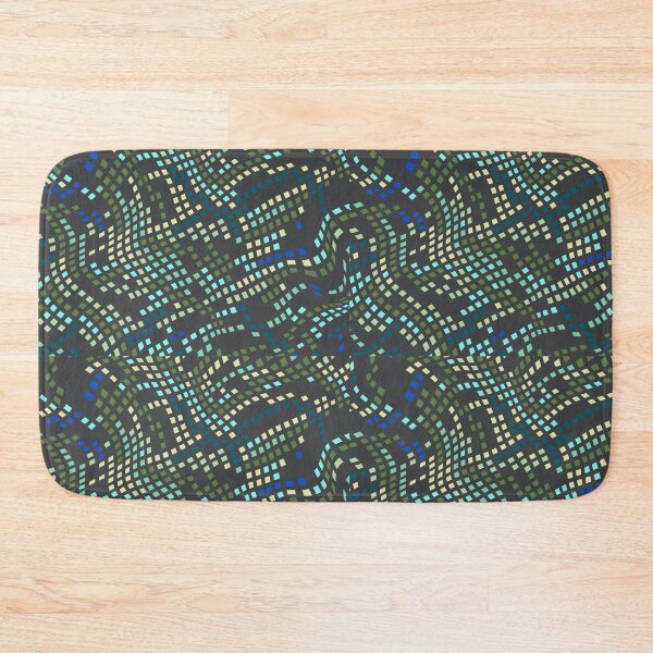 Item preview, Wavy Pixel Grid Abstract Geometric Pattern – Aqua Green & Blue designed and sold by GDArt Studio.
