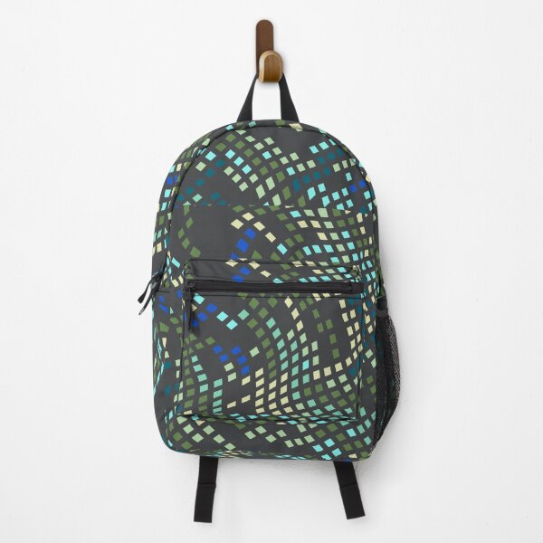 Item preview, Wavy Pixel Grid Abstract Geometric Pattern – Aqua Green & Blue designed and sold by GDArt Studio.