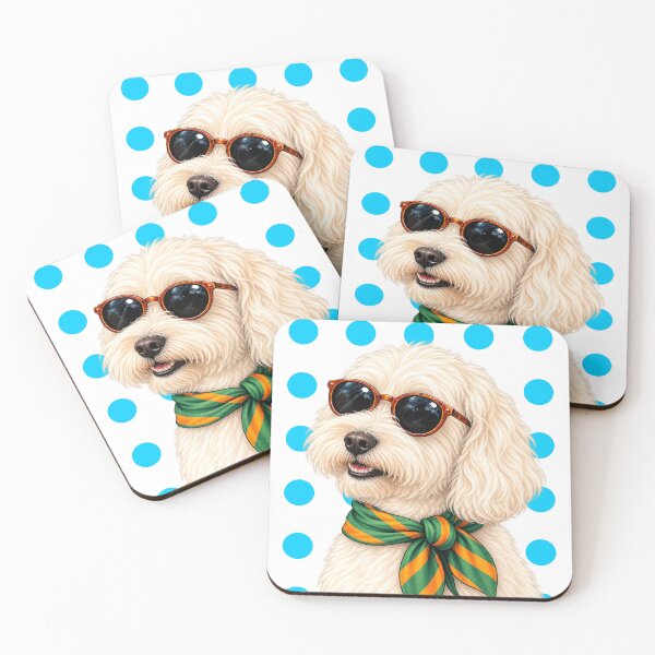 Item preview, Cream Poodle with Glasses and Green Scarf designed and sold by NF Designs Studio DTF.