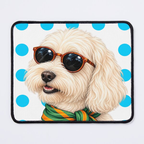 Item preview, Cream Poodle with Glasses and Green Scarf designed and sold by NF Designs Studio DTF.