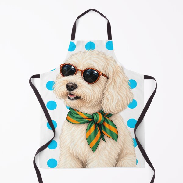 Item preview, Cream Poodle with Glasses and Green Scarf designed and sold by NF Designs Studio DTF.