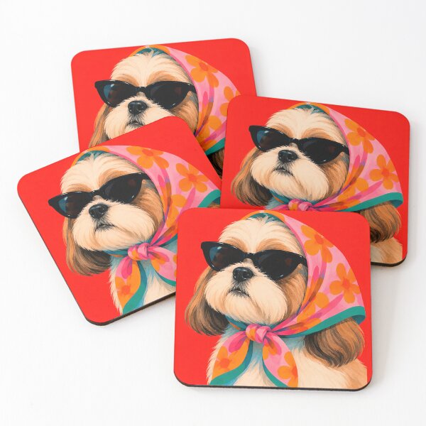Item preview, Shih Tzu with Floral Scarf and Glasses designed and sold by NF Designs Studio DTF.