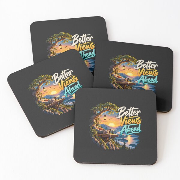Item preview, Better Views Ahead - Cozy Mountain Sunset Porch Typography Graphic designed and sold by Ozyven-Creation.