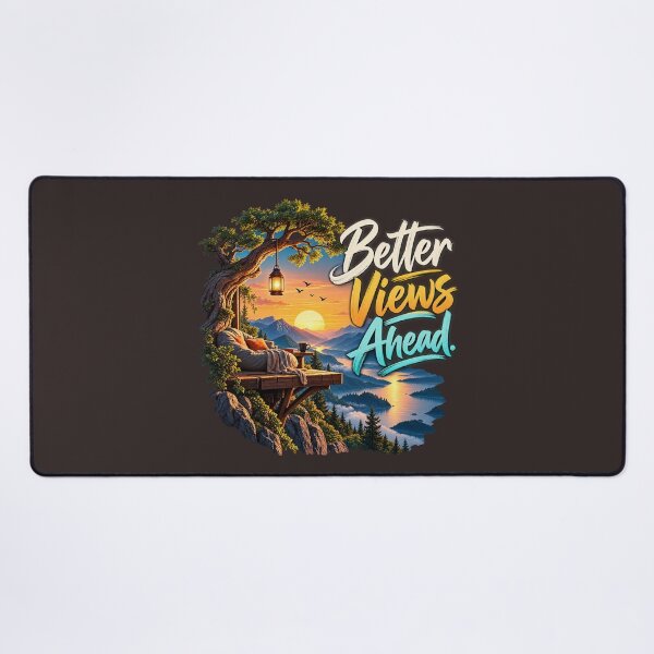 Item preview, Better Views Ahead - Cozy Mountain Sunset Porch Typography Graphic designed and sold by Ozyven-Creation.