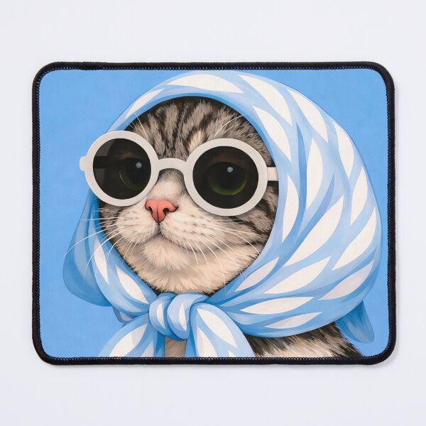 Item preview, Tabby Cat with Blue Scarf and Glasses designed and sold by NF Designs Studio DTF.