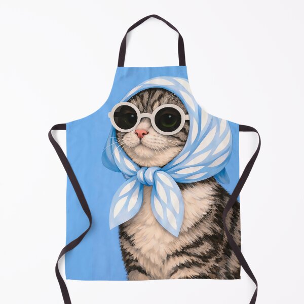 Item preview, Tabby Cat with Blue Scarf and Glasses designed and sold by NF Designs Studio DTF.