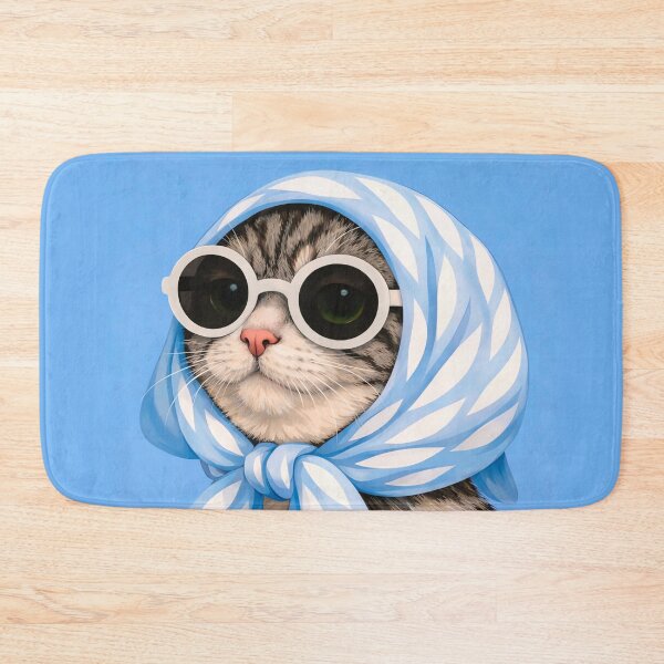 Item preview, Tabby Cat with Blue Scarf and Glasses designed and sold by NF Designs Studio DTF.